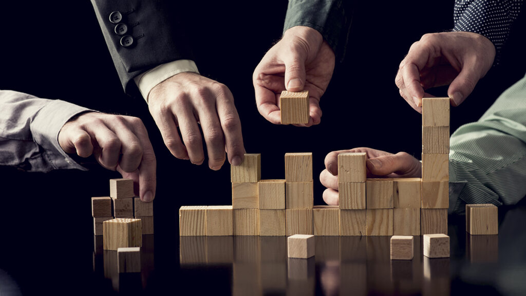 Teamwork and cooperation concept